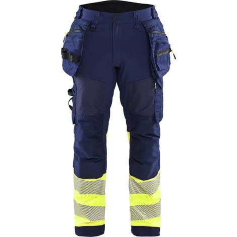 Pantaloni da lavoro softshell alta visibilità Classe 1 1821 - Blu navy/Giallo 4XL - FR(58) - SE(C64) - Corti