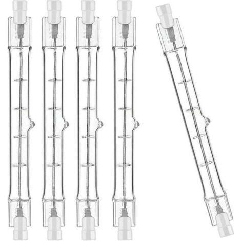 5er-Pack R7S-Halogenlampen, 118 mm, 300 W, 230 V R7S-Halogenstab, 118 mm dimmbare R7S-Halogenstablampe für Gebäudebeleuchtung, Gartenbeleuchtung und Wohnzimmerbeleuchtung (1/5)