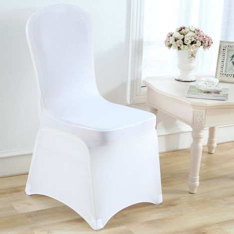 Confezione da 10 coprisedie - VEVOR - Coprisedie in spandex - Bianco (1/4)