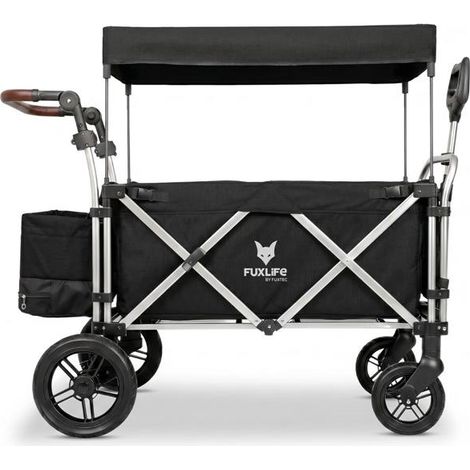 [NEUWERTIG] FUXLIFE FX-CTL900 Premium Bollerwagen Schwarz  Sonnendach, Kühltasche, Hecktasche & faltbares Design  Ideal für Garten, Camping & Freizeit (1/3)