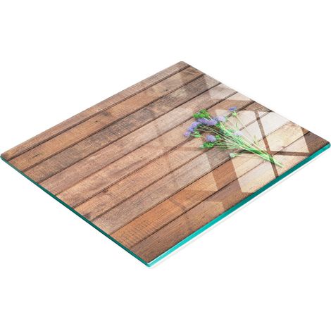 Elegante e resistente tagliere da cucina in vetro con motivo floreale, 60x52 cm. (1/5)
