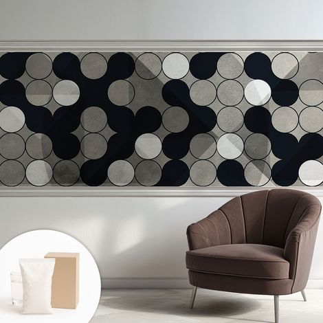 Papier peint intissé décoratif pour salon chambre et cuisine Facile à poser avec colle Cercles géométriques 250x104 cm (1/5)