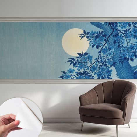 Papier peint adhésif décoratif pour salon chambre et cuisine Facile à poser avec colle Lune fleurie 250x104 cm (1/5)