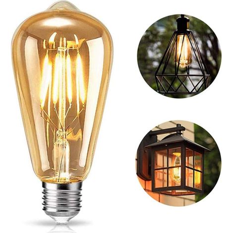 MINKUROW Edison Bombilla Vintage, Lámpara Led Edison E27 4w Luz Cálida Vintage Bombilla Antigua Lámpara De Filamento Retro Para Nostalgia E Iluminación Retro En El Hogar Cafe Bar, Etc. -1 Pieza (1/5)