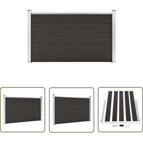 The Living Store Zaunelement WPC 180x105 cm Schwarz - Gartenzaun - WPC Zaun - Holzzaunt - Privacy Screen - Zaunsystem (1/5)