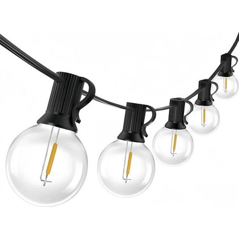 25 ampoules, guirlande lumineuse extérieure LED G40, 15 m, blanc chaud 2700K, étanche IP44, pour jardin et événements (1/5)