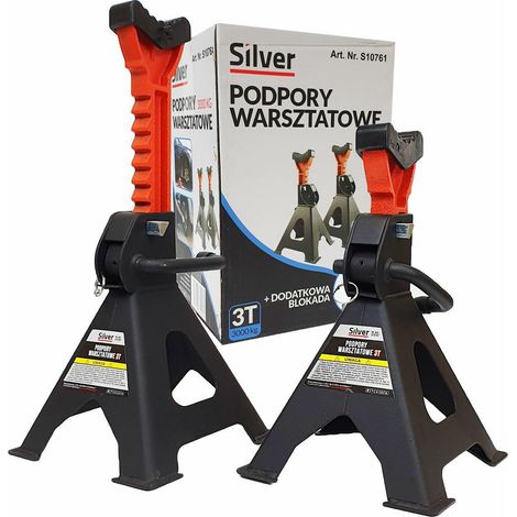 Base de Soporte Silver 2 Piezas 3 Toneladas - Con Bloqueo y Almohadilla Antideslizante Ideal para Vehículos y Maquinaria Pesada