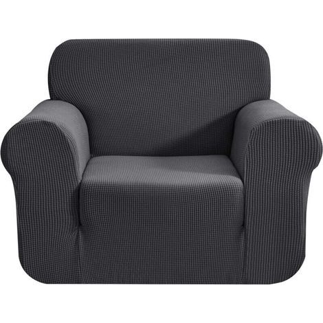 1 Piece Stretch Jacquard Sofa Cover with Armrests, Protective Chair Cover for Sofa, Living Room Decor (1 Seater, Grey)-LIAIKI (1/5)