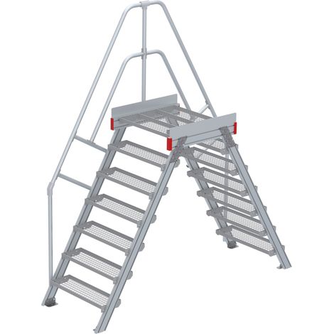Euroline 512 Überstieg 60° 800mm Stufenbreite 2x7 Stufen Stahl Gitterrost