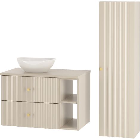 Badezimmermöbel Set 2-teilig inkl. Waschbecken in Beige AQUINO-140 (1/5)
