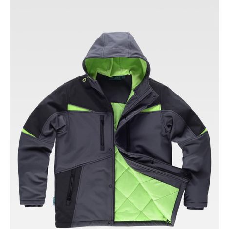 Chaqueta Workshell acolchada con detalles reflectantes WF2758 FUTURE WORKTEAM S Gris / Verde lima (1/2)