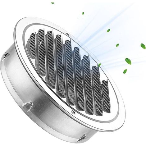 Grille d'aération ronde en acier inoxydable avec moustiquaire, grille d'aération oblique à 45° pour cuisine, chambre, salle de bain, bureau (1/5)