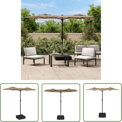 Parasol à double tête Parasol de Jardin Protection Solaire taupe 316x240 cm 73574 (1/5)