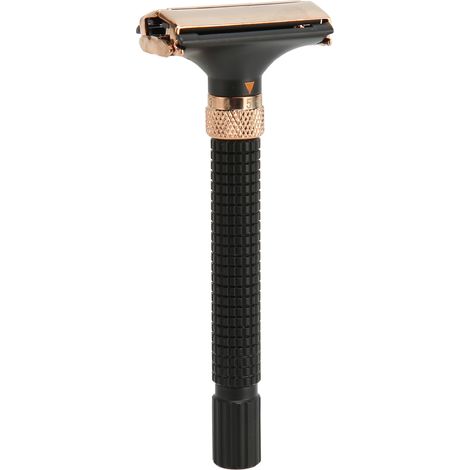 Manche de Rasoir en Métal, Double Lame de Sûreté Réutilisable, Long Manche Noir pour Hommes et Femmes (1/5)