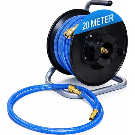 Bituxx Druckluftschlauchtrommel Druckluft Luftschlauch Trommel Aufroller für Kompressor 20 Meter manuell