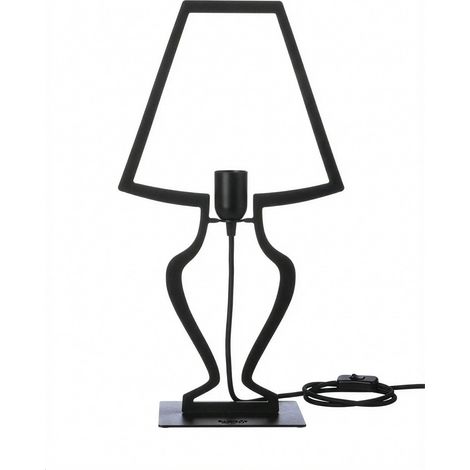 Lampada da tavolo Silhouette grande 30x54 cm in ferro stilizzato Design moderno onirico Attacco E27 Made in Italy Nero