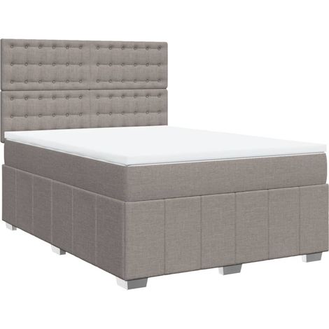Maison Exclusive - Sommier à lattes de lit avec matelas Taupe 160x200 cm Tissu (1/5)