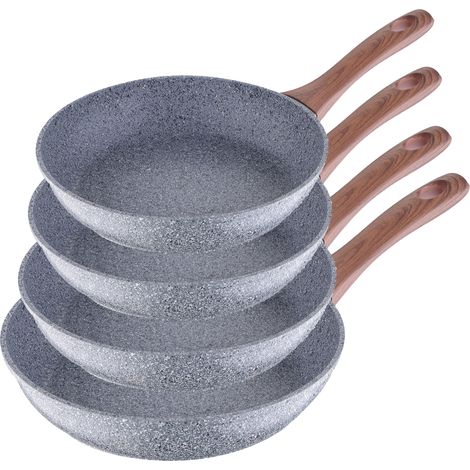Jeu de 4 poêles à frire en aluminium forgé – Revêtement antiadhésif granit – Ø20/24/26/28 cm – Compatible induction – San Ignacio (1/5)