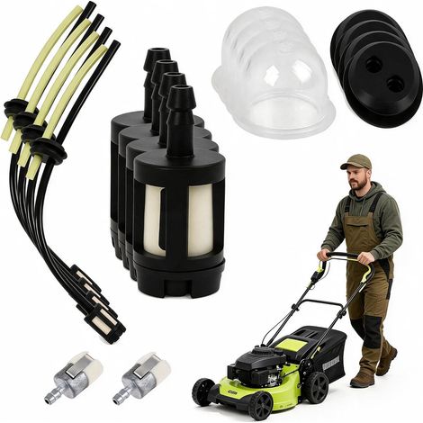 Kit Filtre Essence 4pcs, Durite Carburant, Tuyau Débroussailleuse Durite essence résistante filtre à carburant anti-impuretés poire d'amorçage et joints compatible 2T/4T pour débroussailleuse (1/5)