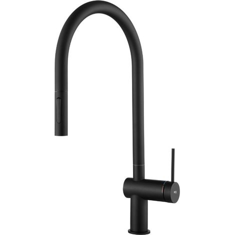 Rubinetto Cucina Imex Berna GCE026/NG Nero Opaco con Bocca Estraibile a Doppio Getto Nero Opaco