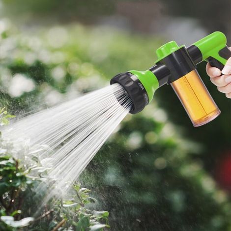 Hose Nozzle Sprayer, 8 Spray Modes for Watering Flowers, Washing Car, Bathing Dog (Green) (1/5)