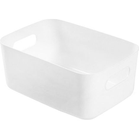 Panier de rangement pour bureau PP, boîte de rangement de cosmétiques, organisateur d'articles divers de bureau avec poignée pour la maison, grand blanc (1/5)