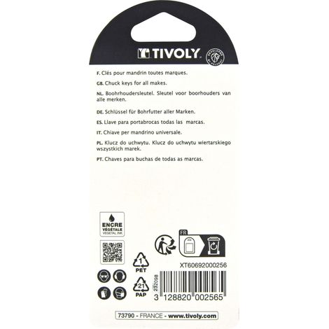 Tivoly • Chiave Mandrino per Trapano • Mandrino S8 da Ø1.5mm a Ø13mm • Attacco Quadro 1/2"