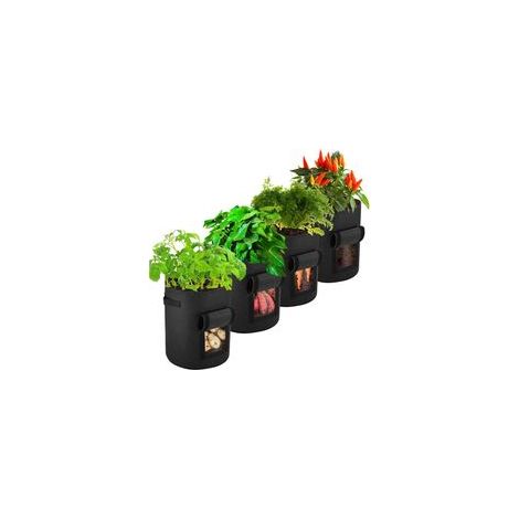 10-Gallonen-Pflanzsäcke aus Vliesstoff – 4er-Pack – Atmungsaktives Material mit Klettverschlussfenster – Für Kartoffeln, Tomaten, Karotten (1/4)