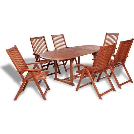 Set de comedor de jardín 7 piezas madera maciza de acacia 150-200 cm vidaXL (1/2)
