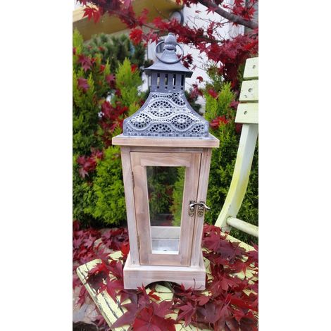BONTURI CASA HOME DECORATION Lanterna Legno H 40 Cm 15 x 15 Cm Naturale