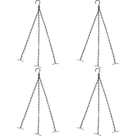 minkissy Suspension pratique en fer noir avec 4 chaînes et crochets pour pots de fleurs (1/5)