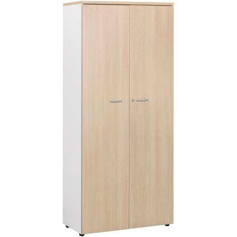 Armoire haute portes battantes H 200 x L 90 x P 45 cm Practica - Chêne clair - Maxiburo (1/2)