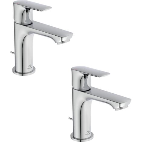 Juego de dos mezcladores de lavabo de aire IDEAL STANDARD Connect con desagüe cromado y extraíble