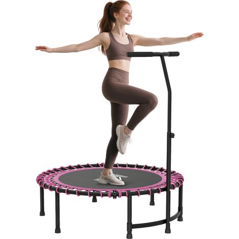 HOMCOM Trampoline Outdoor Bouncer Jumper Adjustable Handle, Pink (1/5)