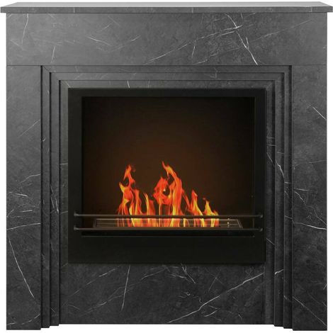Dmora - Camino a bioetanolo Dstephanesing, Caminetto ecologico, Focolare senza fumo, Riscaldatore ad etanolo, Made in Italy, 96x35 h96 cm, Nero
