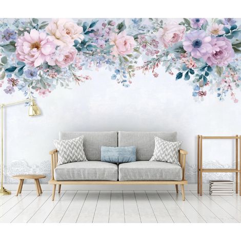 Fototapete Blumen Hängend Beton, für Wohnzimmer und Schlafzimmer, 150 x 105 cm – Komplettset inkl. Kleister & Anleitung (1/5)