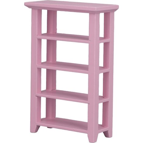 Présentoir à fleurs miniature pour maison de poupée, échelle 1:12, étagère en bois à 4 niveaux, décoration de meuble, rose. (1/5)
