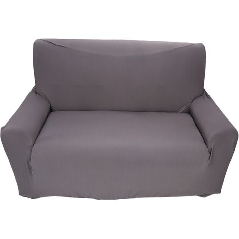 Housse de canapé 2 places Extensible Antidérapante en Polyester Élastique pour Sofa 145-185cm Gris