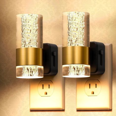 LED Veilleuse Acrylique avec Détecteur Crépuscule-Aube [2 Unité] - Luminosité Réglable 0-100LM, Blanc Chaud 3000K pour Couloir, Salle de Bain, Escalier & Chambre  Installation par Prise(UE) (1/5)