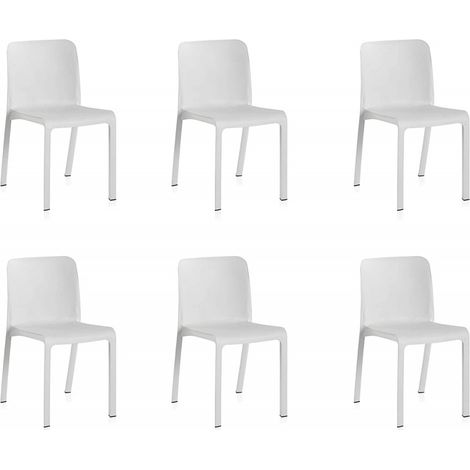 Lot de 6 chaises de jardin empilables en résine coloris blanc - Longueur 48 x Profondeur 53 x Hauteur 80 cm -PEGANE-