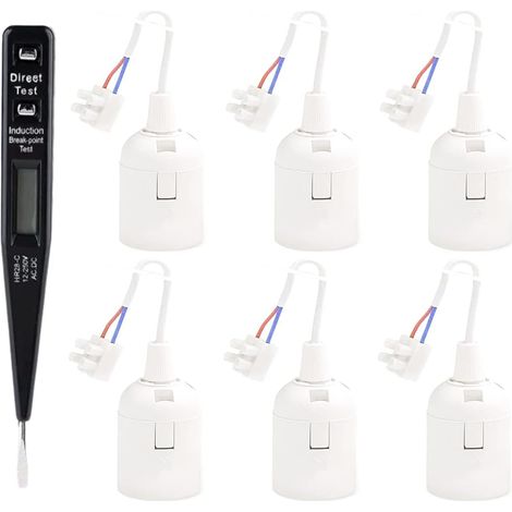 6Pcs douille E27 blanc, E27 rénovation Douille, 250V 4A douille de lampe avec câble, Douille de Chantier, convertisseur Baïonnette pour Ampoules LED et Ampoules Halogènes.