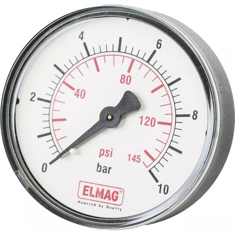 Elmag 42223 Druckmanometer 0-10 Bar, Ø 63 Mm, 1/4'' Ag Hinten (1/4)