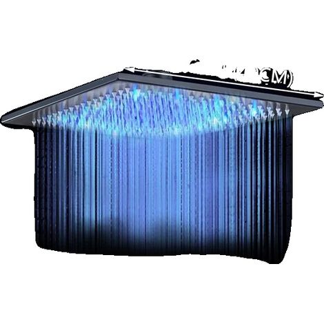 Cabezal de ducha con LED que cambia de color, giratorio fijo, 16 pulgadas, negro. (1/2)