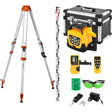 Kit Niveau Laser Rotatif Faisceau Vert Niveau Laser Rotatif 360° avec Trépied et Mire, Portée 500 m, Pente Réglable, Angle de Balayage Flexible, Précis, avec Télécommande et Étui de Transport (1/5)