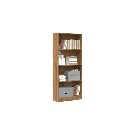 Bibliothèque en bois 4 niveaux L60xH143xP24 - Collection Klazik-Marron clair (1/5)