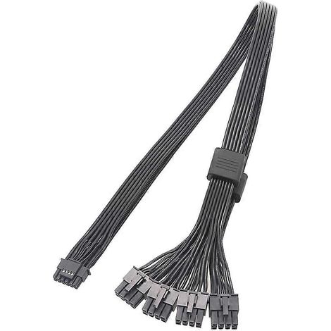 Câble d'alimentation PCIe 5.0 neuf, interface 8 broches x4 vers GPU PCIe 5.0 12 V HPWR 16 broches (12+4) - 70 cm - Noir, connecteur droit PM (1/4)