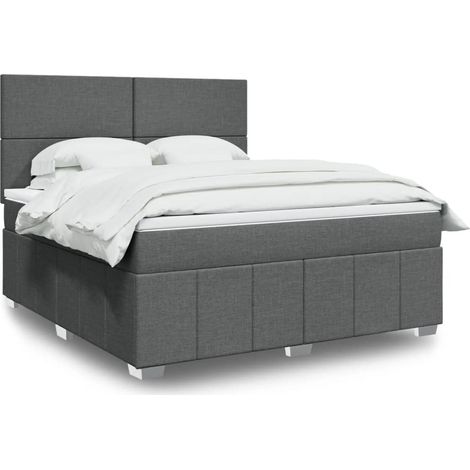Boxspringbett mit Matratze Dunkelgrau 180x200 cm Stoff vidaXL (1/5)