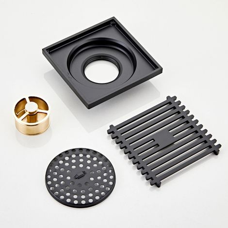 Siphon de sol désodorisant en cuivre noir pour toilettes et égouts, siphon de sol pour lave-linge à trois voies, salle de bain (1/5)