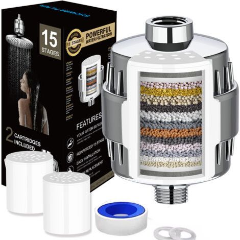 Système de Douche à 15 Étages - Filtre Anti-Chlore et Adoucisseur d'Eau pour Douche (1/3)