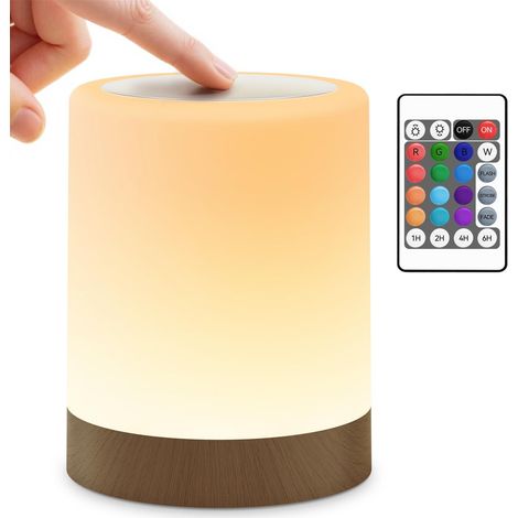 Veilleuse Bébé LED Tactile Rechargeable Sans Fil 3000mAh, Brun Foncé Lampe de chevet 5 modes, 5 niveaux de luminosité, télécommande, pour enfant, nouveau-nés, allaitement, changes nocturnes (1/5)